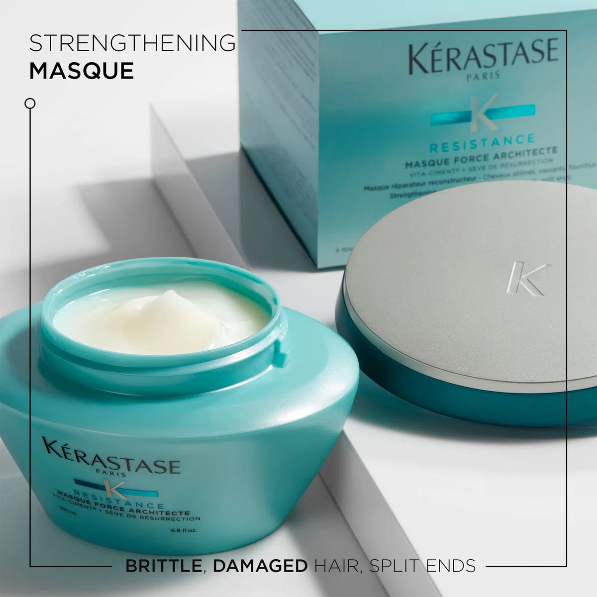 Kérastase Haarmaske für geschädigtes und strapaziertes Haar, Aufbauend und stärkend, Masque Force Architecte, Résistance, 200 ml