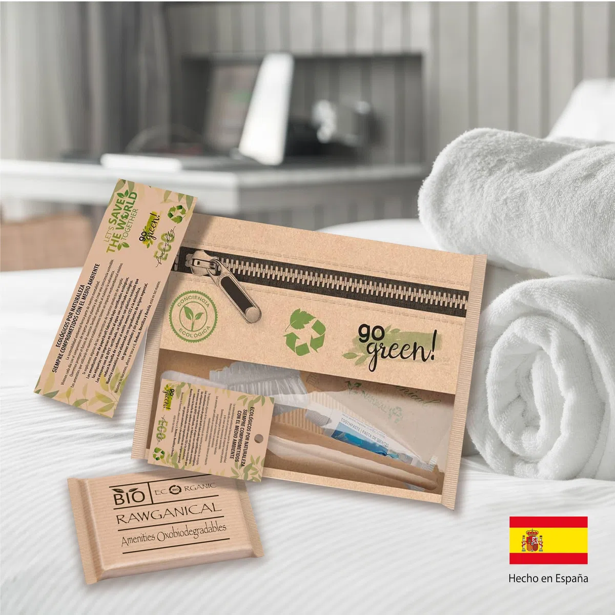 75 Sets Hotelbegrüßungssets, 5 Stück, 100 % umweltfreundlich, Kulturbeutel Bio Eco | persönliches Hygiene-Set Bio-Hotel | Hotelwillkommen-Set