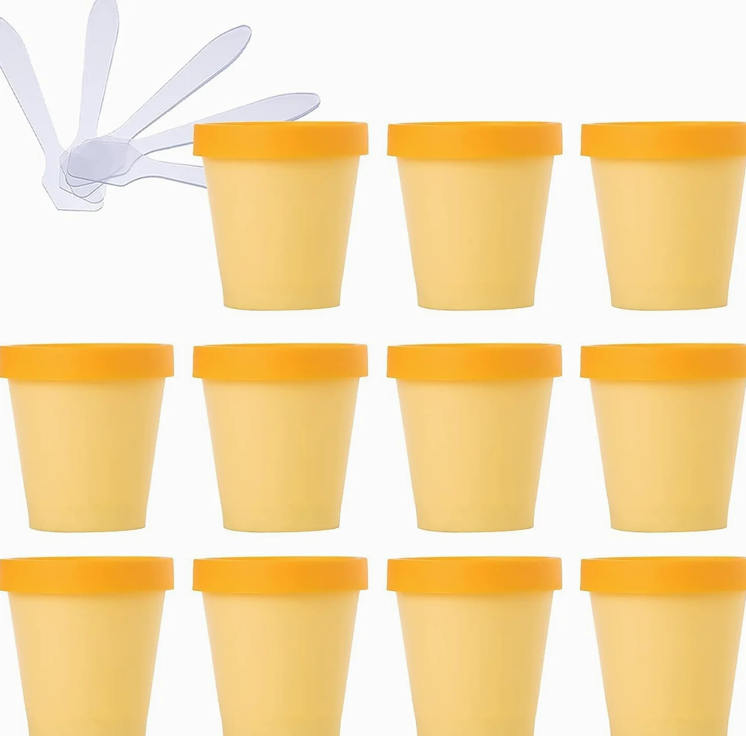 Kosmetiktöpfe, 20 PC-Vorratsdosen aus Kunststoff mit Inneneinsatz zur Aufbewahrung von Körper-, Hand- und Gesichtscreme, Lotion, Gel, 5 x Spatel(Yellow,200ml)