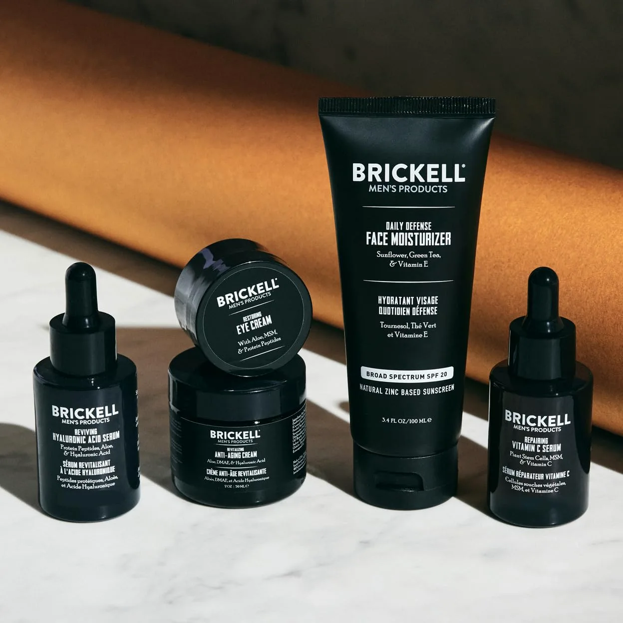 Brickell Men's Products vollständige defense anti-aging-routine, nachtgesichtscreme, vitamin c tag und nacht serum, moisturizer w/spf und augencreme, natur- und bio, duftend