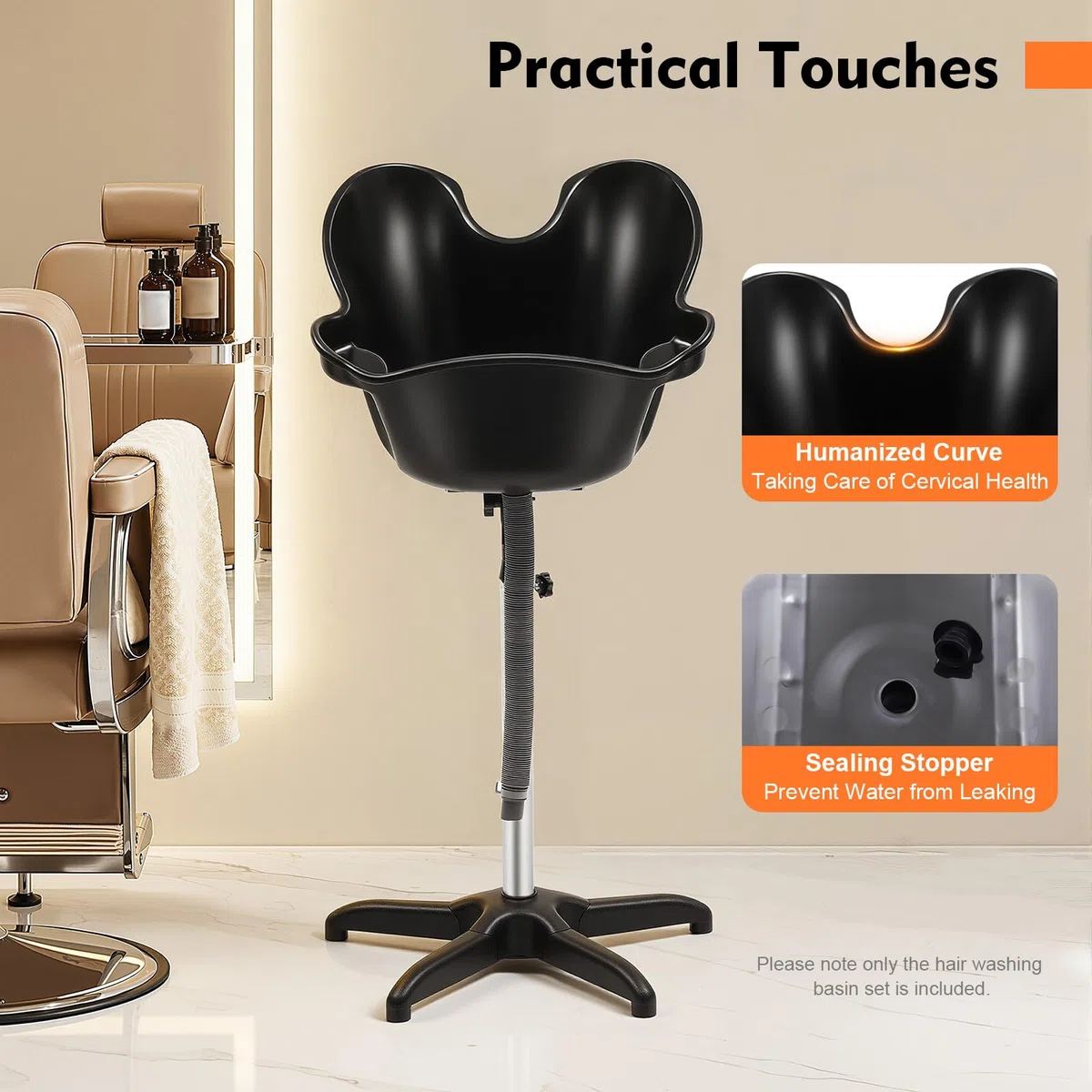 Mobiles Haarwaschbecken, Friseur Waschbecken Ergonomischen Design, Tragbarer Rückwärtswaschbecken Einstellbare Höhe, Praktisch, haarwaschbecken für Bettlägerige, Behinderte