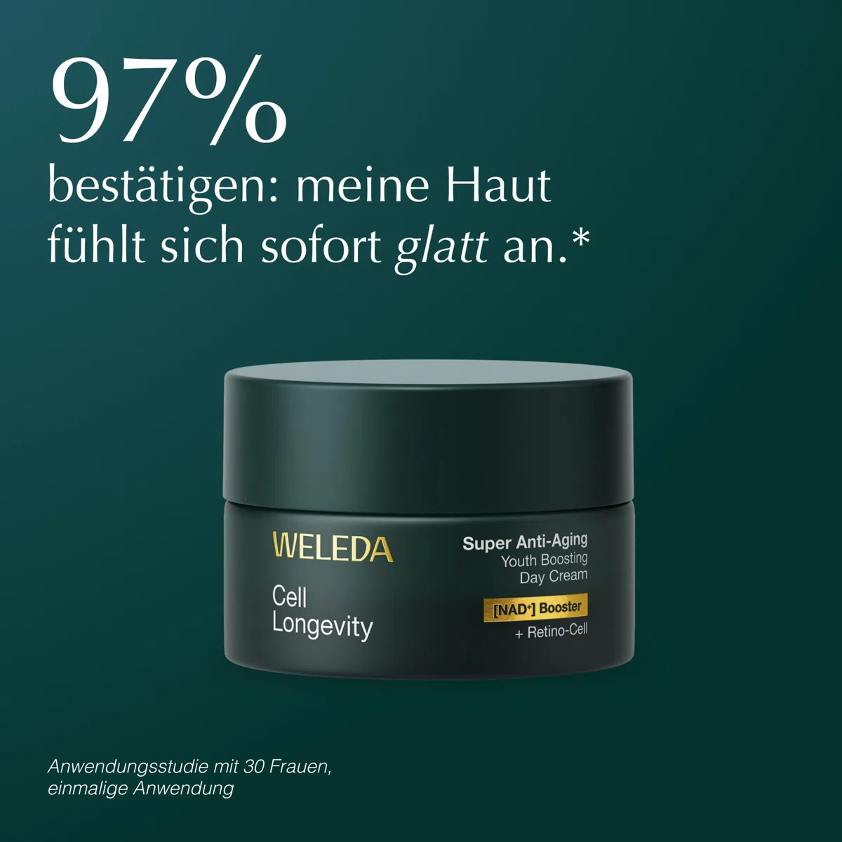 WELEDA Cell Longevity Super Anti-Aging Youth Boosting Day Cream - Gesichtspflege Tagescreme mit [NAD⁺] Booster & [Retino-Cell] gegen die 10 Zeichen der Hautalterung (Naturkosmetik, vegan, 50ml)