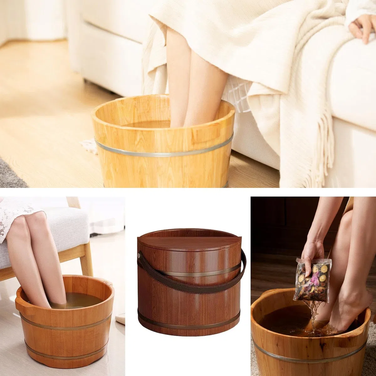 Fußbadewanne Massage mit ästhetischem Design | Fußwaschbecken Aus Holz Für Spa-Center Badezimmer Schlafzimmer Wohnheim Apartment Handpflege Sauna Wäschewaschen