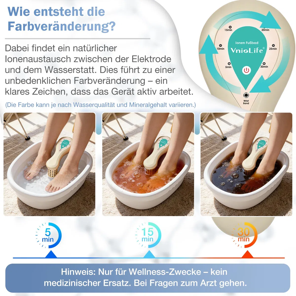 Ionen Fußbad Entgiftung,Detox Fußbad, Elektrolyse Fussbad mit 1 Array, Meersalz Wellness Fußpflege für Stressabbau & müde Füße, Komplett-Set (Mit Badesalz)