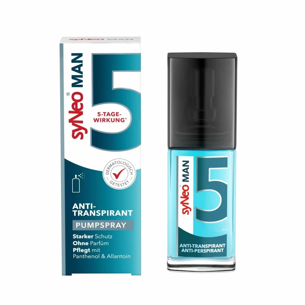 syNeo 5 MAN Antitranspirant Deo Pumpspray – 5-Tage-Wirkung – extra starker Schutz gegen Schwitzen, Schweiß & Geruch – Spray für Achseln – ohne Parfum – dermatologisch getestet – für Herren – 30 ml