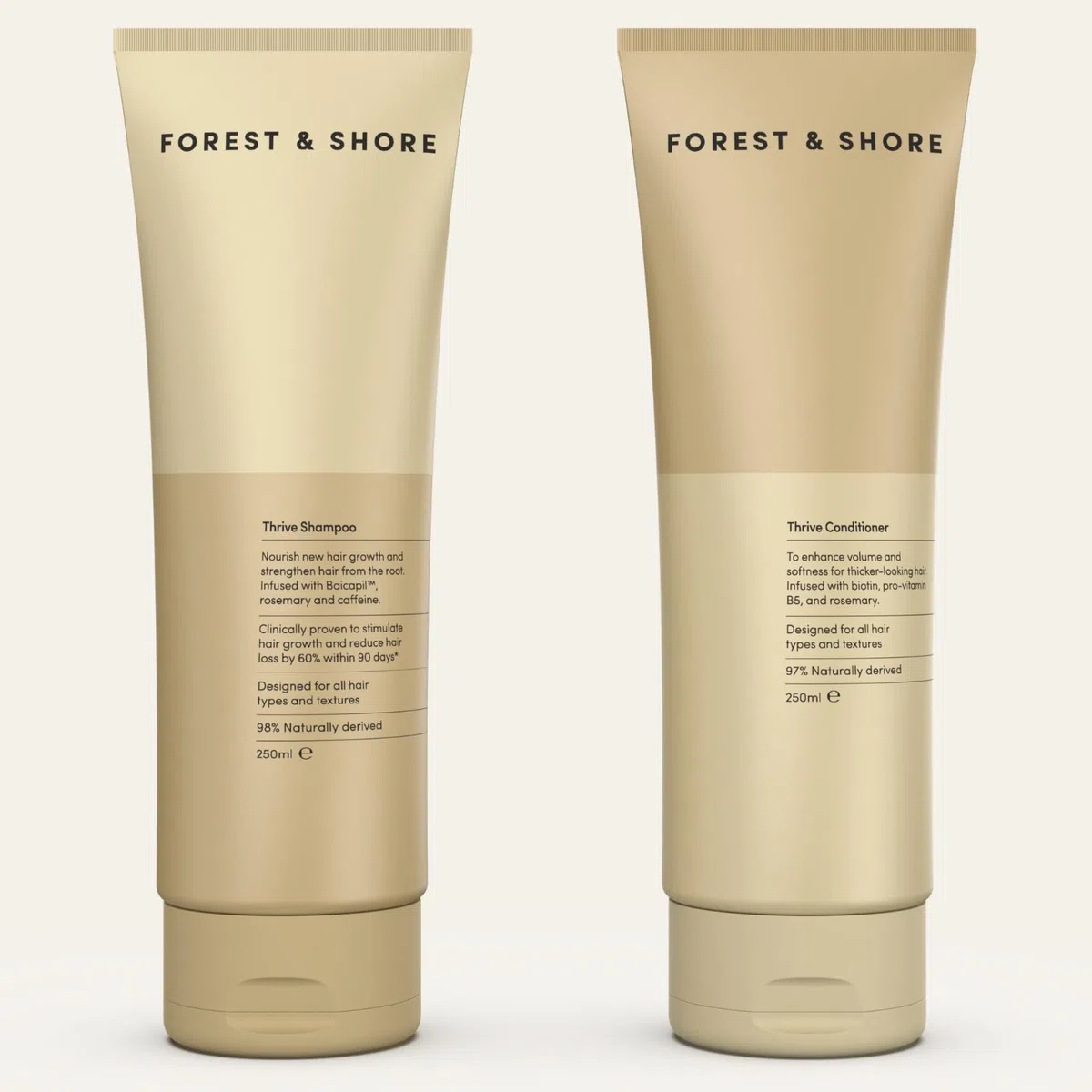 Forest & Shore Shampoo und Conditioner Set für Haarwachstum – Rosmarin Shampoo gegen Haarausfall mit Biotin, Koffein & Baicapil – 98% Natürlich, Sulfatfrei & ohne Silikone – Für Damen & Herren – 500ml