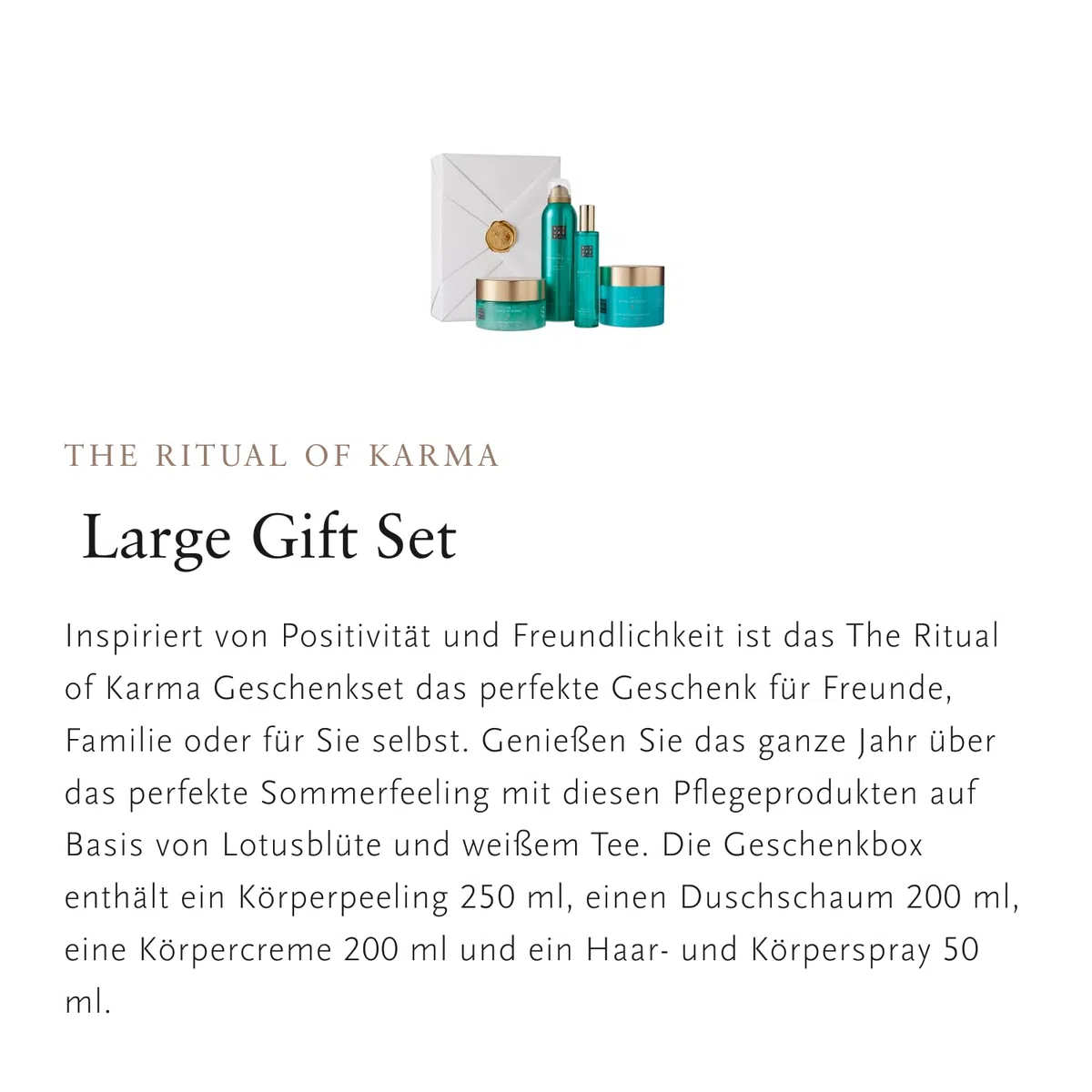 RITUALS Geschenkset von The Ritual of Karma, groß - mit sommerlichem heiligem Lotus und weißem Tee - feuchtigkeitsspendend kühlend, 2022, 1114207