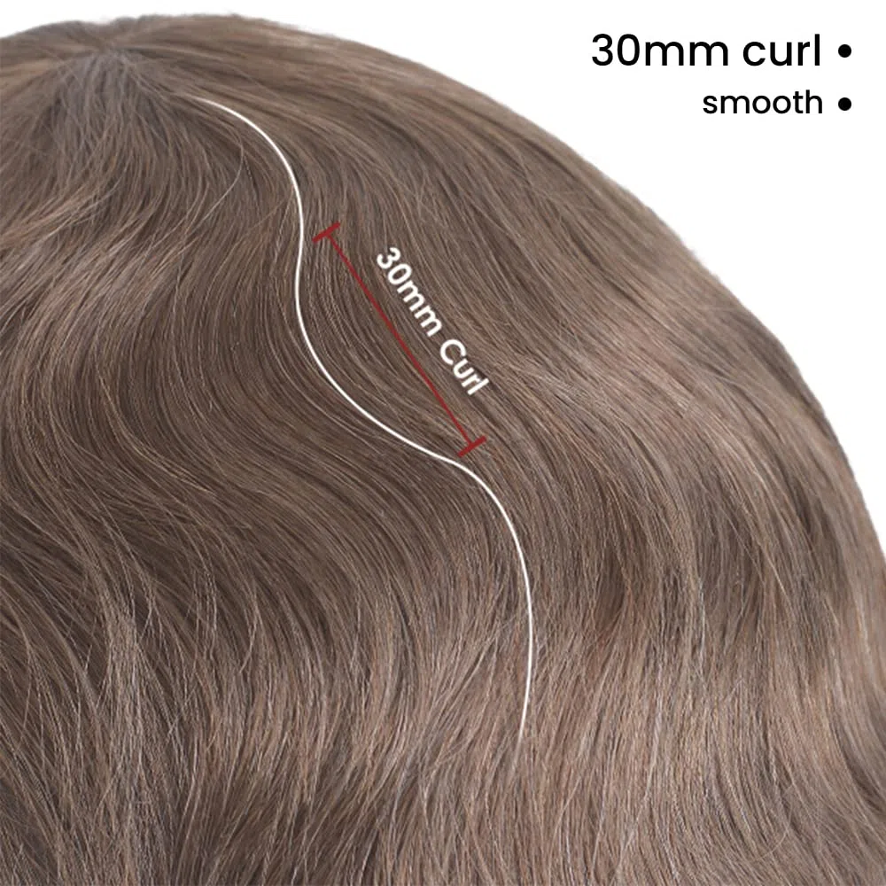 Lordhair Knotenlos Toupet für Männer, Haut Eben Injiziert Spitzenfront Mensch Haar System, Basisgröße 8x10 Zoll Leichte Mittlere Dichte Herren Haarteil