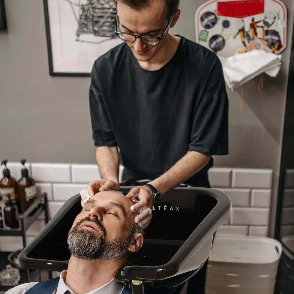 Altéax Tragbares Haarwaschbecken für Friseure - Verstellbar in Höhe und Neigung, Ergonomisches Design für Behinderte - Professionelles Haarwaschbecken