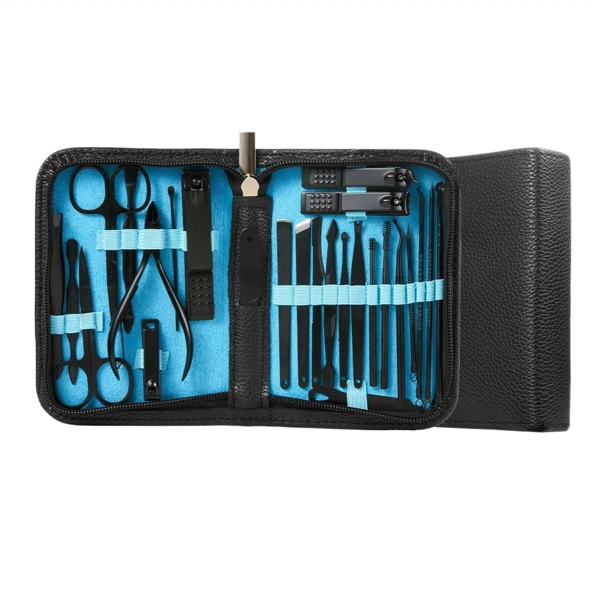 Maniküre Set Nailart-Set, professionelles Nagelknipser-Set – 26-teiliges Maniküre-Set aus Edelstahl, Nagelpflege-Tools mit luxuriöser Reisetasche Nagelknipser(Blue)