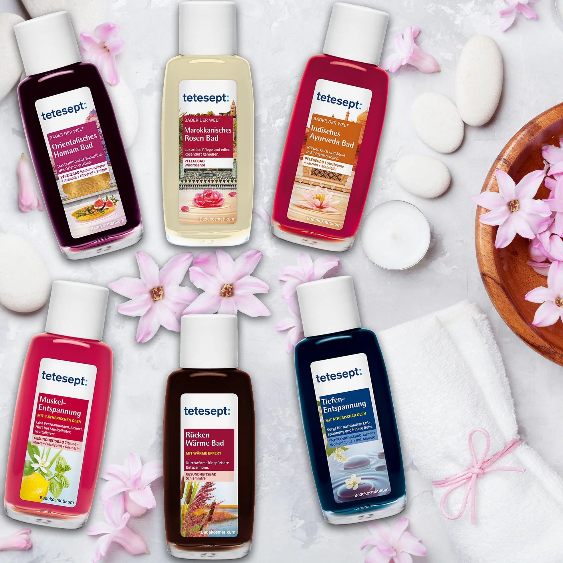 tetesept Bäder Geschenkset Bademomente – Badezusatz Probierset mit Geschenkanhänger - das ideale Präsent für jeden Anlass – 1 x Badeset (6 x 20 ml) (Packung mit 3)