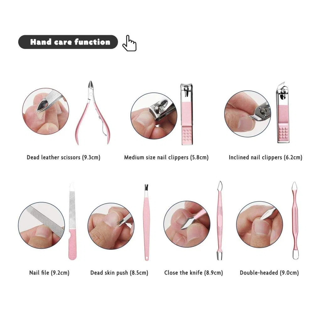 Professionelles Nagelknipser-Set, 7-18-teilig, scharfer Nagelschneider aus Edelstahl, Pediküre- und Maniküre-Set mit Cortex-Metallgehäuse für Männer und Frauen, Silber, 10-teiliges Set (Rosa 10)