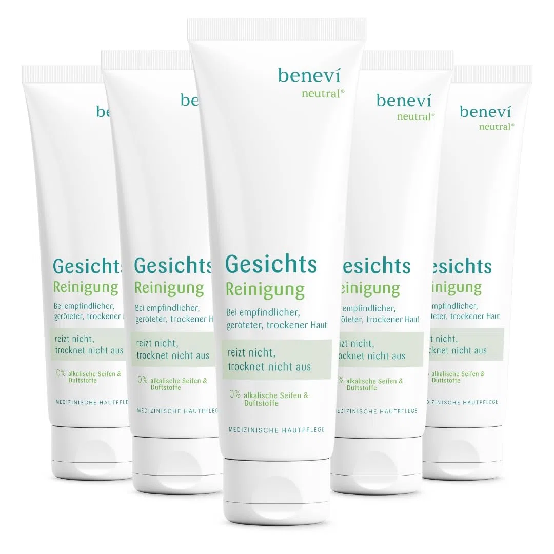 benevi neutral Gesichts-Reinigung 5 x 125ml für empfindliche, irritierte, trockene Haut. Ausschließlich milde Tenside, besonders hautverträglich. pH 5,5