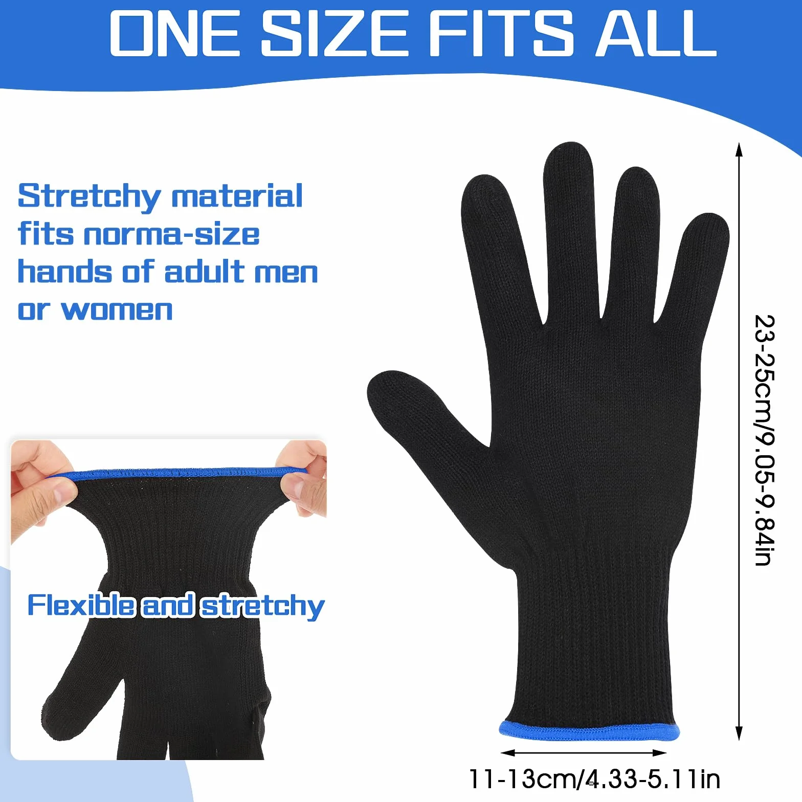 Professioneller hitzebeständiger Handschuh für Haarstyling, Lockenstäbe, 2-teilig, Blauer Rand
