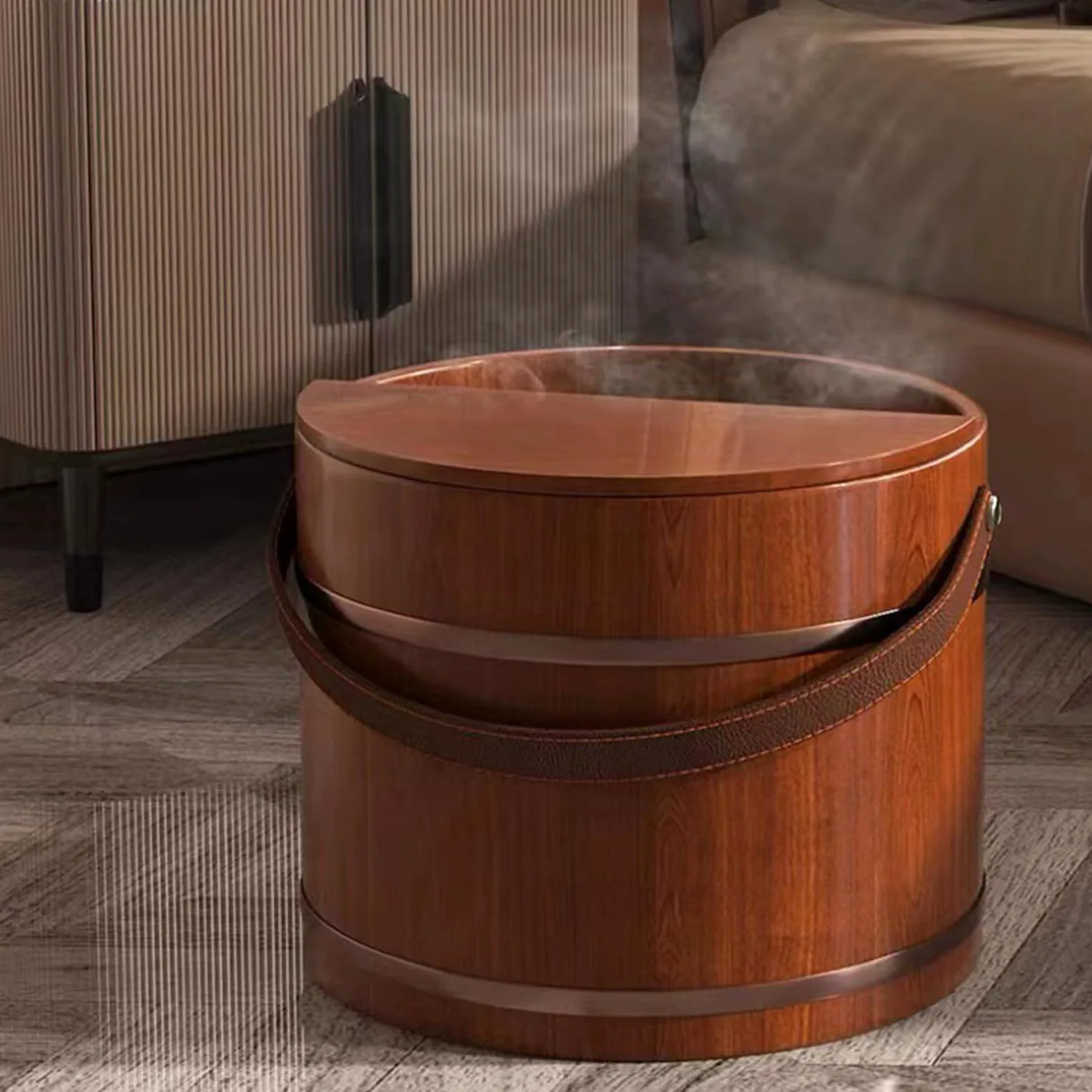 Eimer für Füße – aus Holz, 25 x 31 cm, warme Fußmassage, entspannendes Zubehör für Zuhause, komfortable Körperpflege | Spa-Behandlung, Fußpflege, Schlafzimmer S