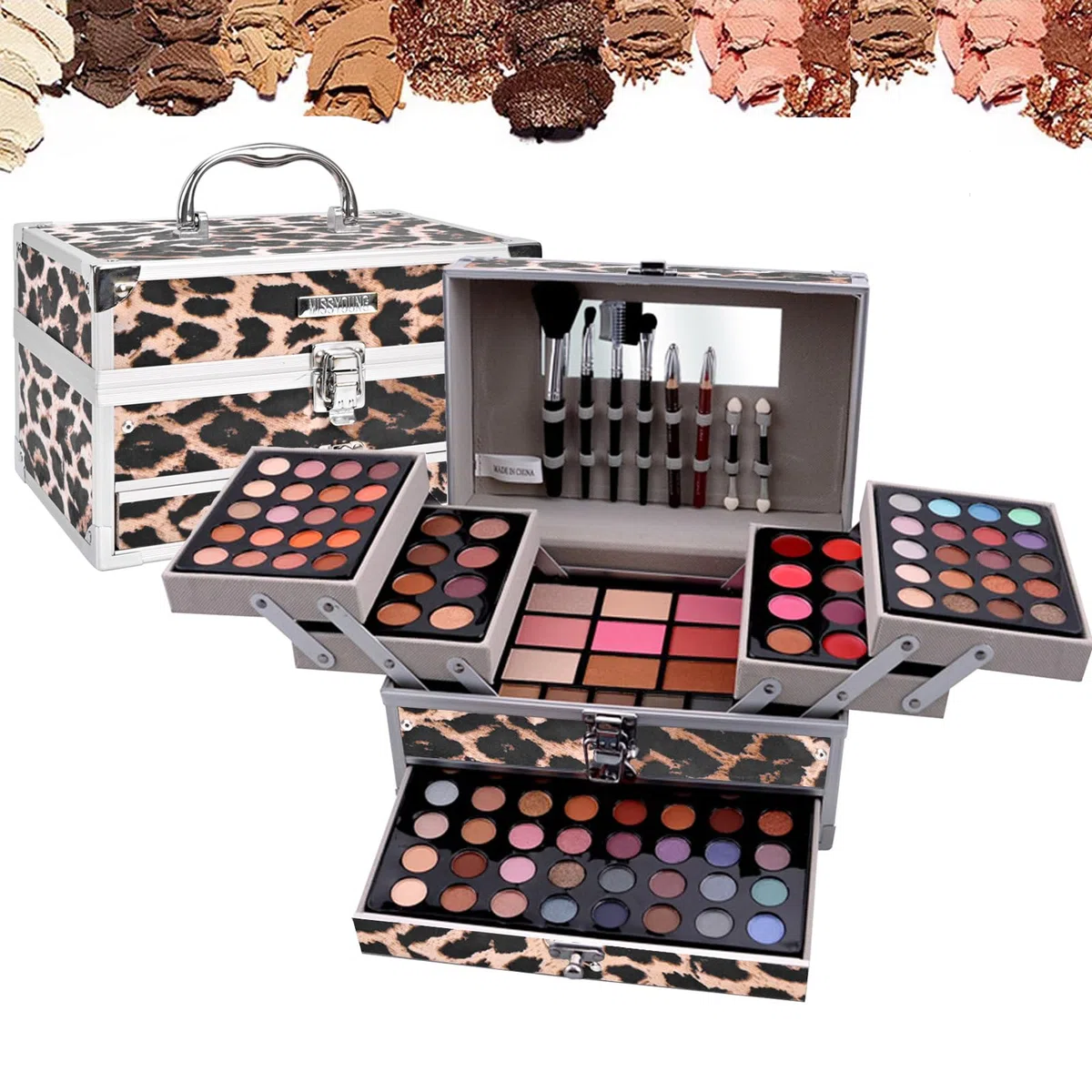 Schminkkoffer Gefüllt, RoseFlower Alles in Einem Makeup Kit Schminkkoffer Gefüllt mit Schminke für Anfänger oder Profis, Make-Up Set inklusive Lidschatten, Lipgloss, Rouge, Eyeliner, Mascara