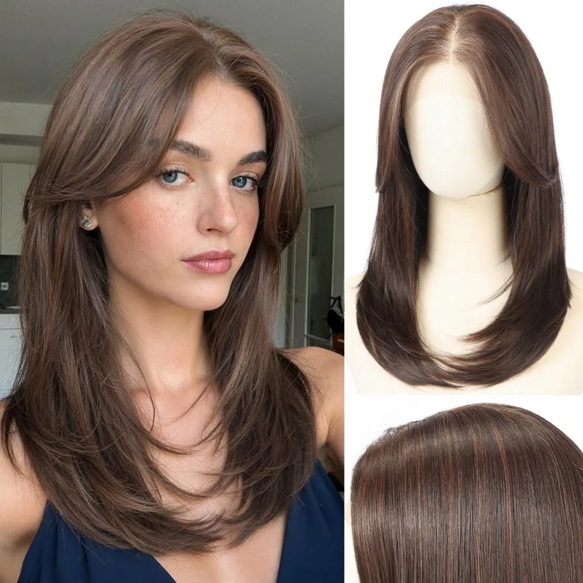 Testar 13x4 Lace Front Perücke Braun Synthetik Gerades Haar Hitzebeständig 20 Zoll