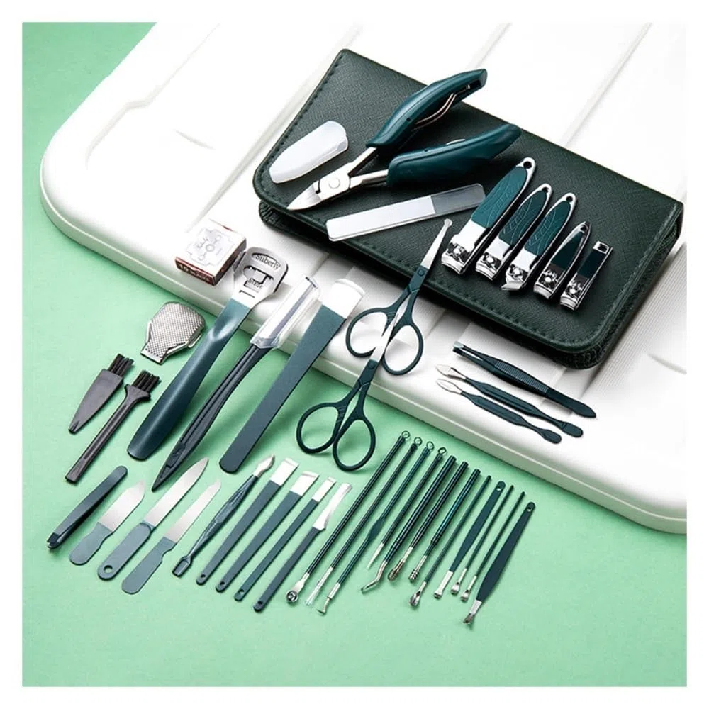 Nagelknipser-Set, professionelles Nagelknipser-Set, Edelstahl, Pediküre, Maniküre-Set, verschleißfeste Nägel, Kunstschere, Nagelpflege-Werkzeuge für Füße, Nagelschneider und Zehennagelknipser (schwarz