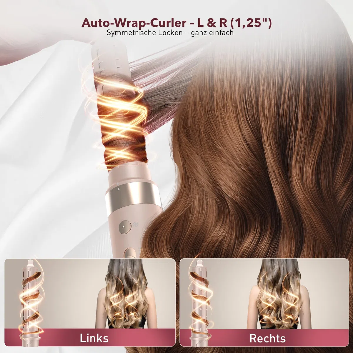Airstyler 6-in-1, High Speed Ionen Föhn & Multifunktionaler Hairstyler, Auto-Wrap Lockenstab automatisch für alle Haartypen, Keine Hitzeschäden Warmluftbürste, Styling, Volumisieren, Locken, Glätte