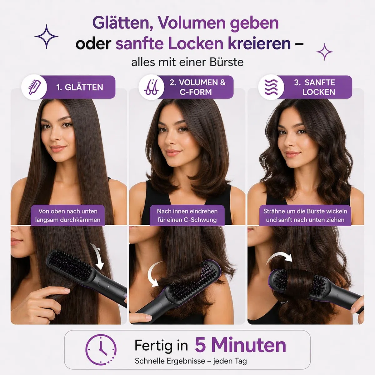 Ciriel - Airbrush Pro Drahtlose Stylingbürste,Zegla Control Pro Stylingbürste,Kabellose Volumenbürste für Kurzes & Feines Haar,Lang Anhaltendes Volumen, Tragbares Design (Schwarz)
