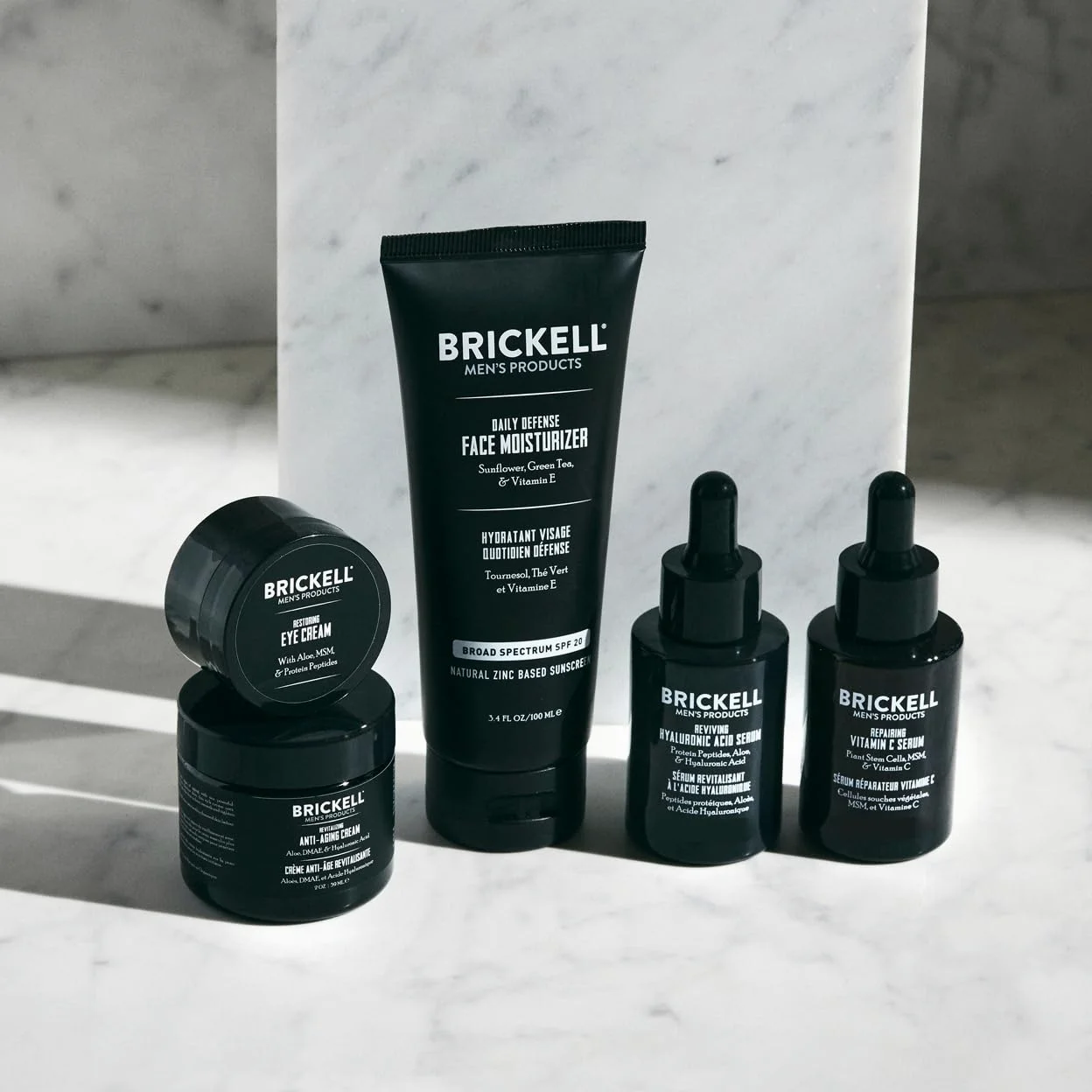 Brickell Men's Products vollständige defense anti-aging-routine, nachtgesichtscreme, vitamin c tag und nacht serum, moisturizer w/spf und augencreme, natur- und bio, duftend