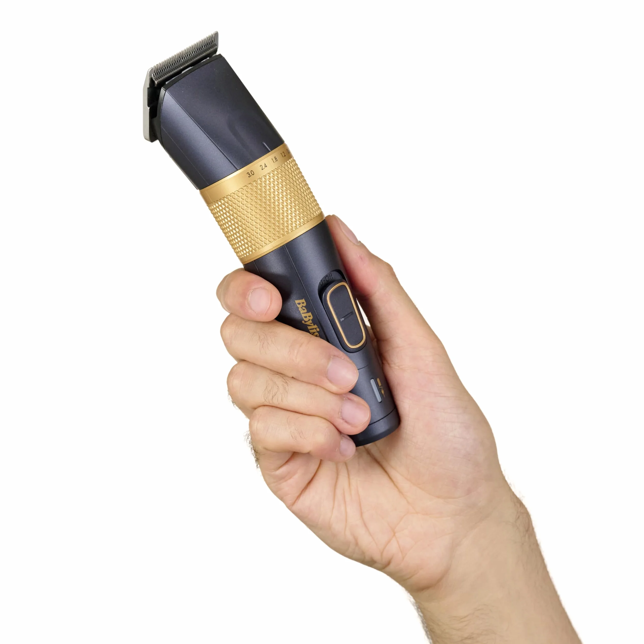 BaByliss Lithium Performance Haarschneider E986E – Kabelloser Profi-Haarschneider, 45 Längeneinstellungen (0,6–28 mm), Lithium-Akku, Dunkelblau/Gold