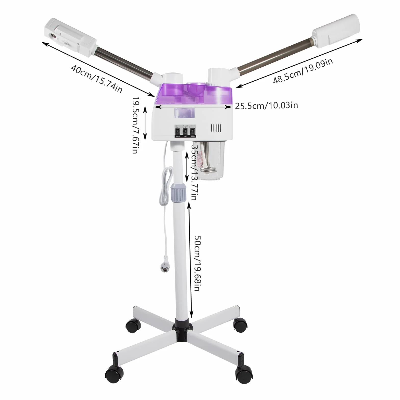 Doppelrohr Kalt und Heißsprüher, 800W Feuchtigkeitsspendende Schönheit Maschine Multifunktions Spa Luftbefeuchter - Schönheit Tiefenreinigung - für Feuchtigkeitsspend und Hautpflege für Zuhause Salon