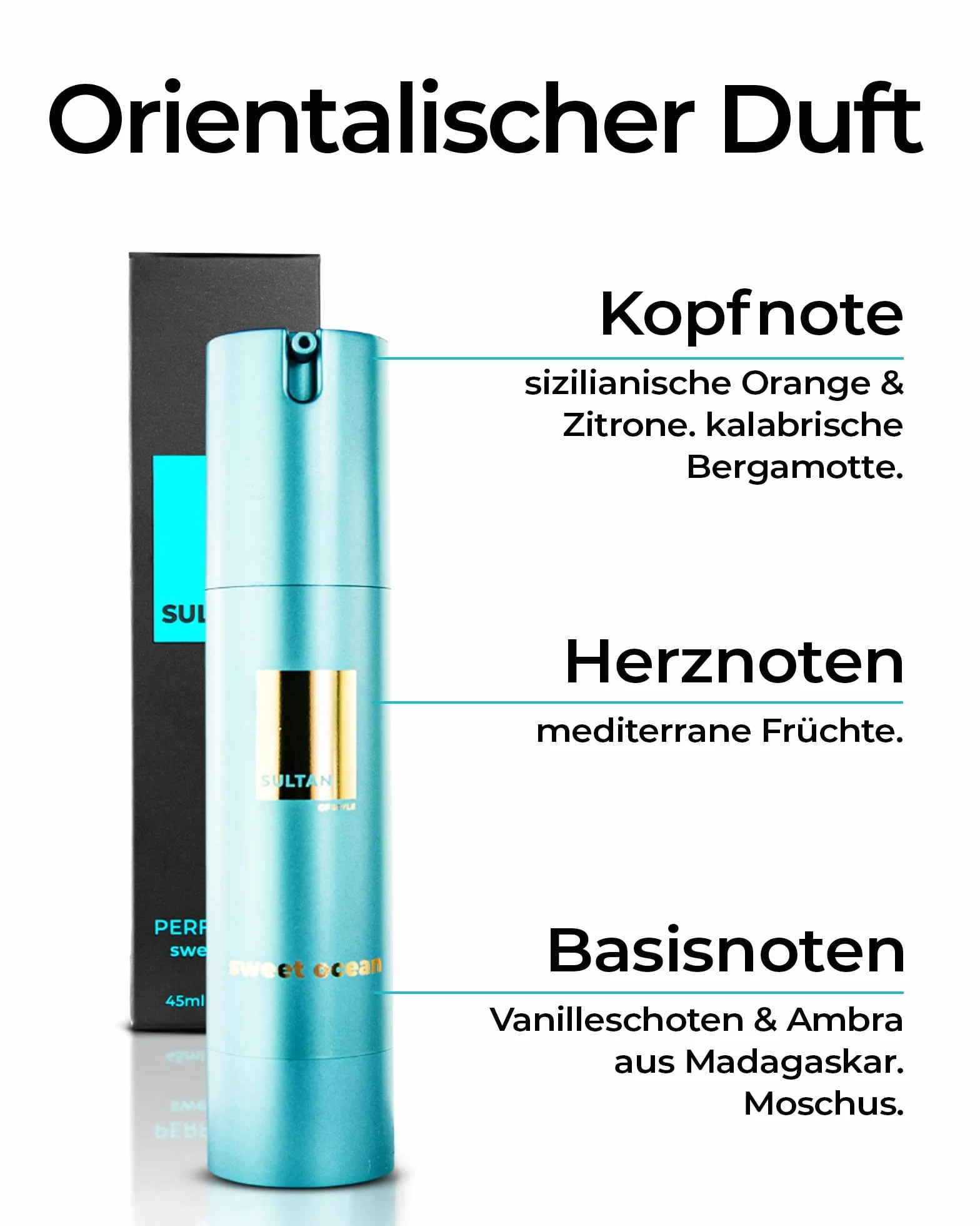 Sultan of Style Sweet Ocean Parfum Oil Herren Frischer Süßlicher Duft 100% Alkoholfrei Pflegende Ätherische Öle