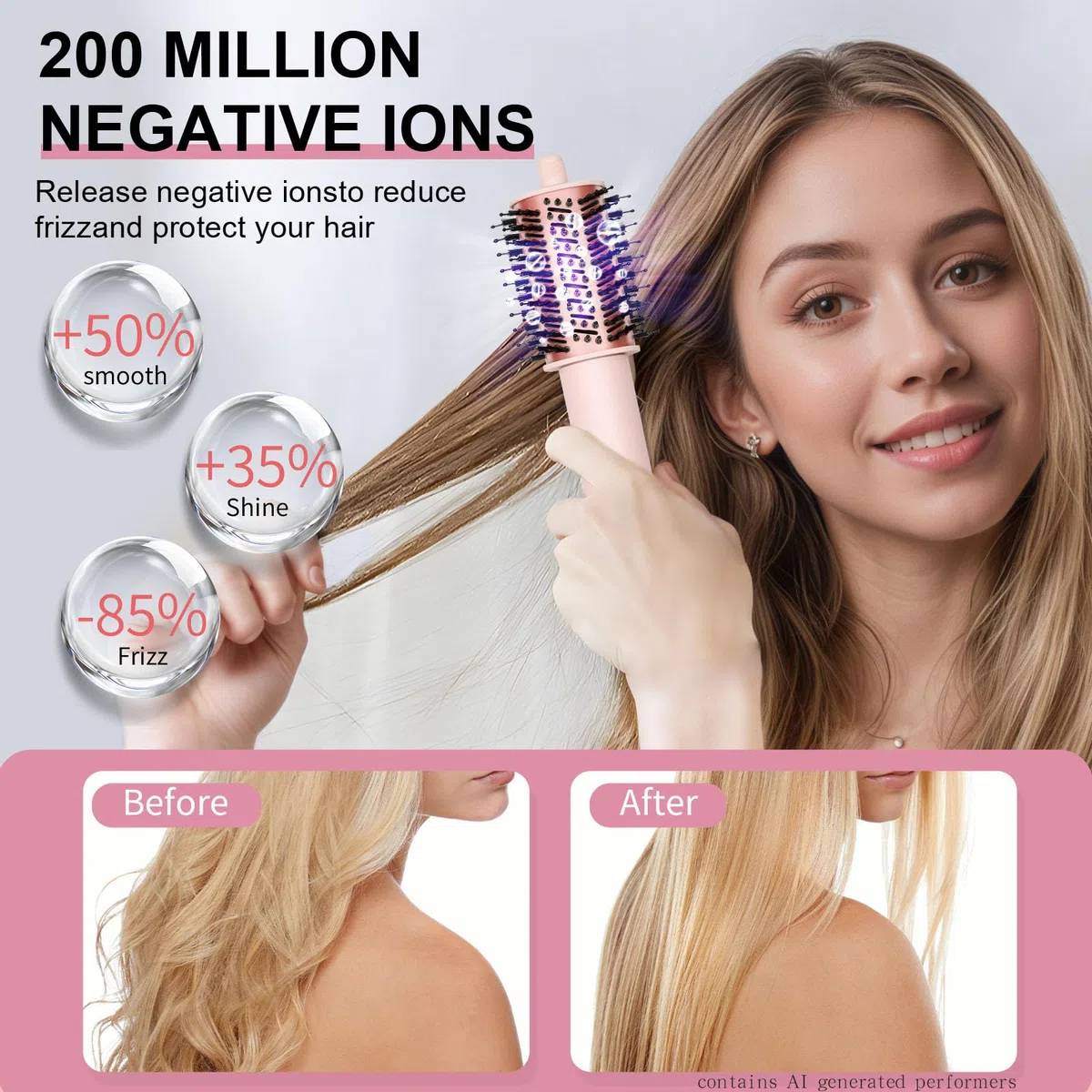 Dryhsip Warmluftbürste, 9 in 1 Hairstyler, Föhnbürste mit Ionen-Technologie, Airstyler mit Diffuser Haare Föhn Glätten,Lockenstab Automatisch, Haarglätter，Flex Temperaturen，Eurostecker