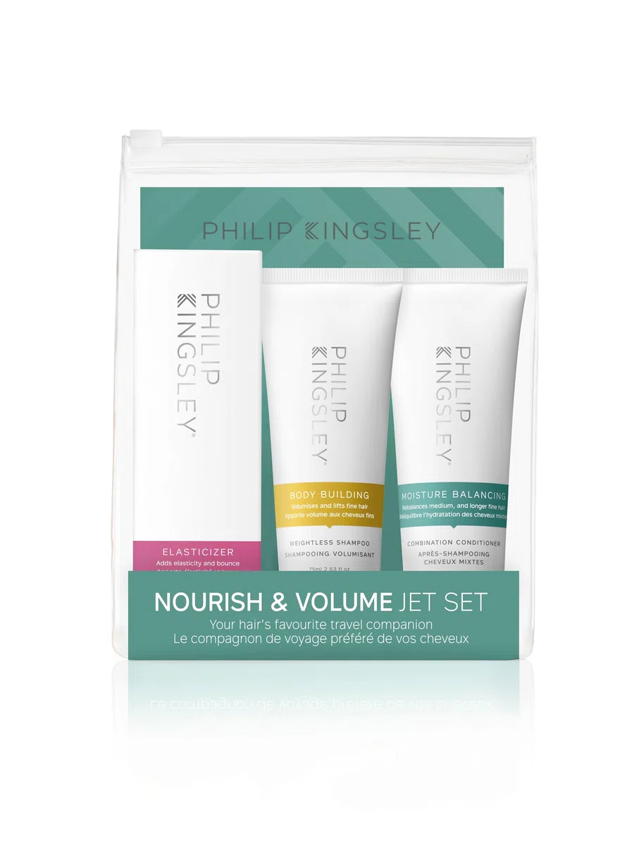 Philip Kingsley | Nähren und Volumen Haarpflege Reise-Set | Enthält Elasticizer, Bodybuilding Shampoo und Moisure Balancing Conditioner | Haar-Reise-Essentials | 3 x 75ml