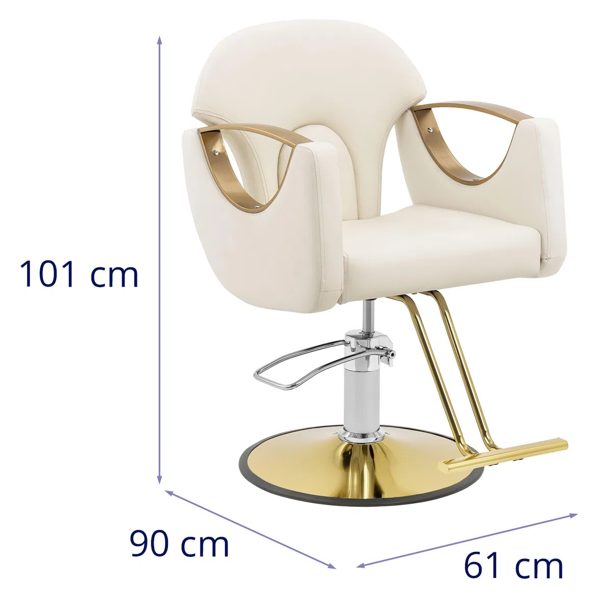 Physa Friseurstuhl mit Fußstütze Sitzhöhe 55-65 cm 180 kg Beige Barberstuhl höhenverstellbar