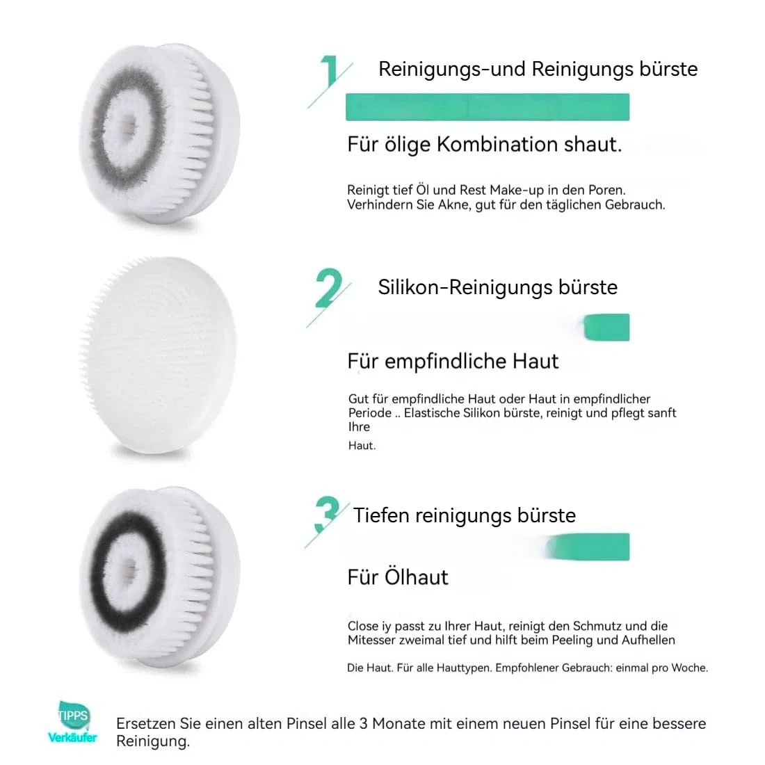 Elektrische Tiefenreinigungs-Gesichtsreinigungsbürste für alle Hauttypen, porentiefe Reinigung & Anti-Mitesser, 3 Geschwindigkeitsstufen, Reisegröße – zuhause & unterwegs für Frauen & Männer