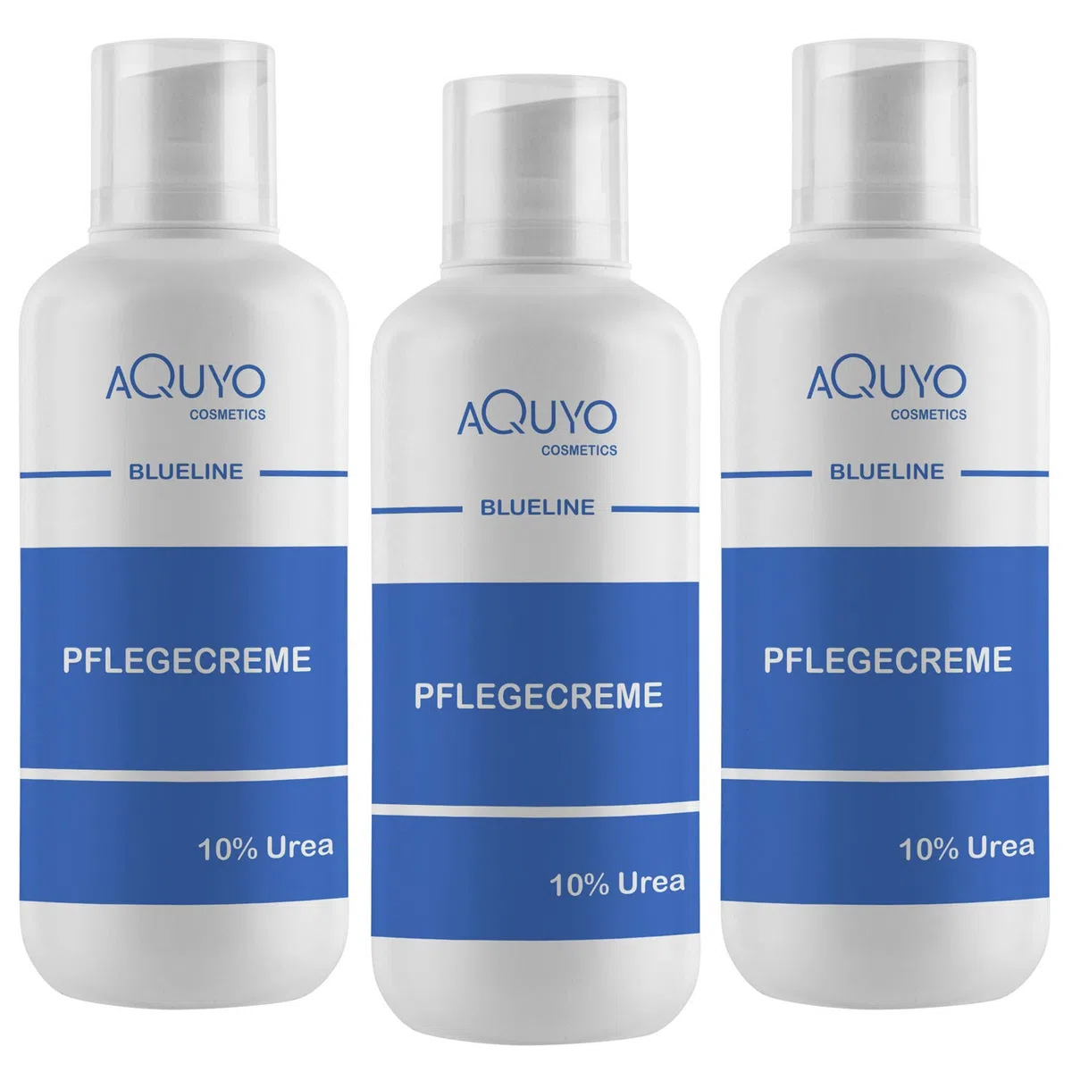 Blueline 10% Urea Creme für sehr trockene Haut (3x 500ml) | Körpercreme bei Psoriasis oder Neurodermitis, Pflegecreme gegen Juckreiz, Hautpflege für Hautunreinheiten und Ausschlag