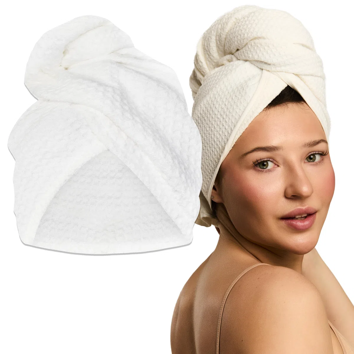 Glov Haarturban Hydroweave™ Twister Weiß Schnell Trocknend Feuchtigkeitsabsorbierend Frizz Reduzierend Elastisch Vielseitig für Alle Haartypen