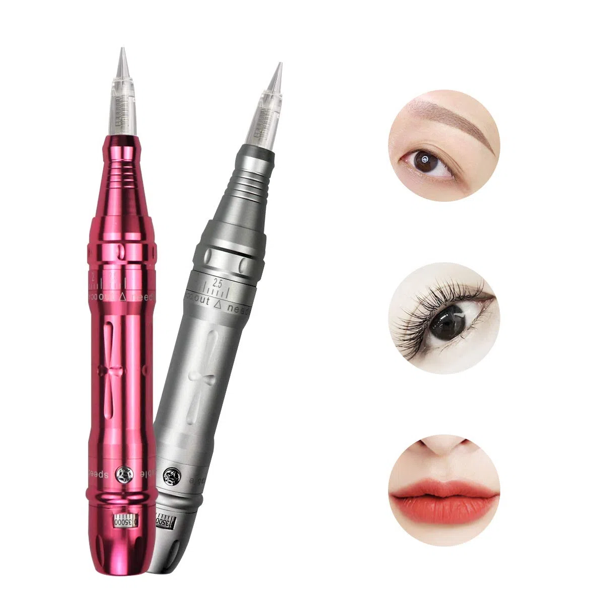 Multifunktions Drahtloser Permanent Makeup Maschine 2 Stück Batterien Tattoo Machine für Ombre Powder 20 Stück Tattoo Nadeln 1RL (Rose)