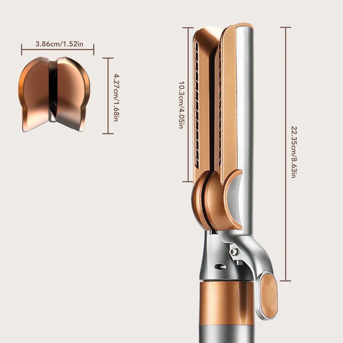 Haarglätter Aufsatz für Dyson Airwrap, Kompatibel mit HS01/HS05/HS08, Airflow Technologie ohne Heizplatten, Gleichzeitiges Trocknen und Glätten mit Luftstrom, Reduziert Hitzeschäden, Kupfer