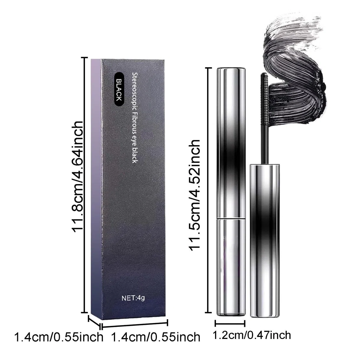 Metallische Mascara, wasserdicht und schmutzabweisend, Mascara mit Fasern, langlebige Verlängerungen mit extra dick und wasserfest, schmierfest und ohne Klumpen, für Augen-Make-up