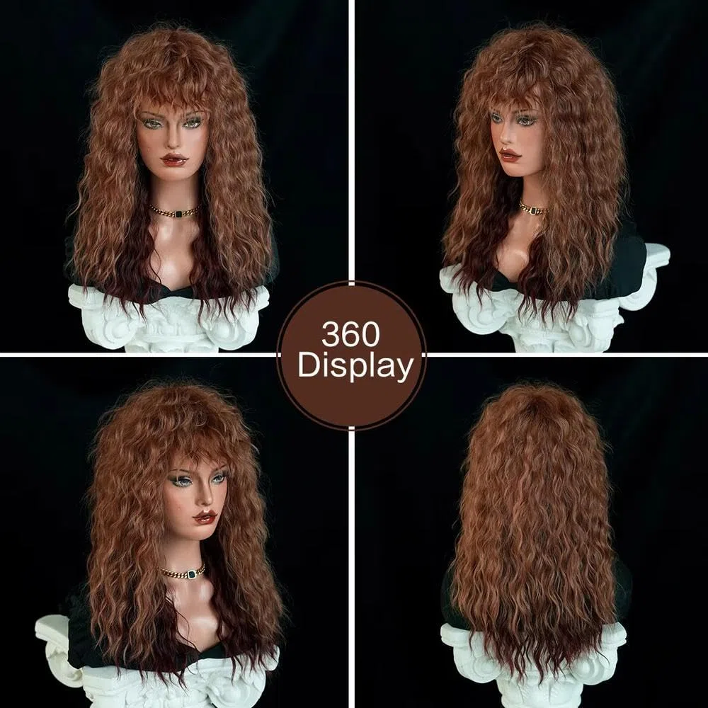Haarpflege Schulterlange Mittellange Und Lange Wasserwellige Braune Perücke Für Frauen Schokoladenperücken Mit Air Bangs