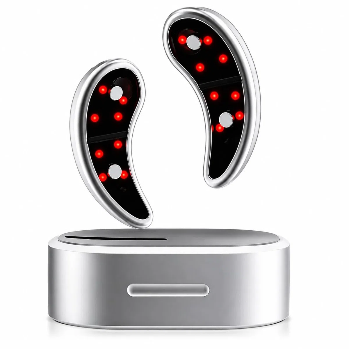 Augenmassagegerät mit Rotlicht Maske, Wärme, EMS Vibration, Elektrisches Eye Beauty Device gegen Augenringe, Tränensäcke & Falten, Leise Massage Maske für Augen, Wiederaufladbar