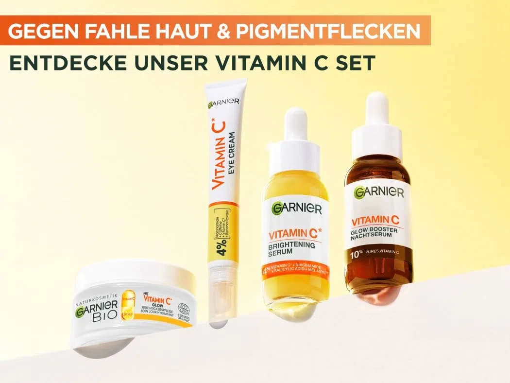 Garnier SkinActive Coffret Max Glow Booster Set Vitamin C Serum Augenpflege Nachtserum