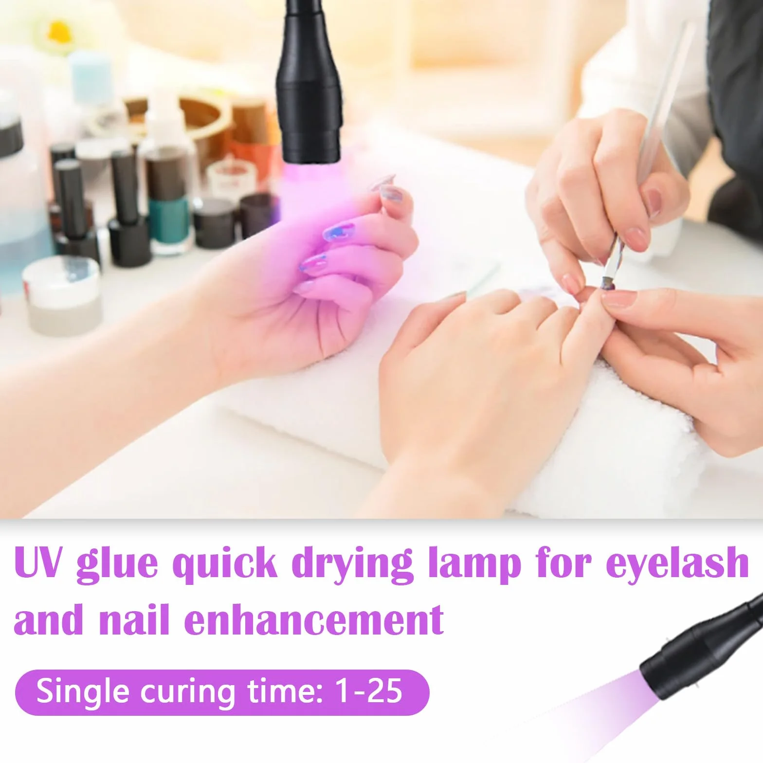 Wimpern Lampe, 10W UV-Wimpernlampe UV-Licht für Lichthärtenden Wimpernlicht für Wimpernverlängerungen Fußschalter Einstellbare Punktgröße Schwanenhals 1-3 Sekunden mit Wimpernaufkleber Schutzbrille