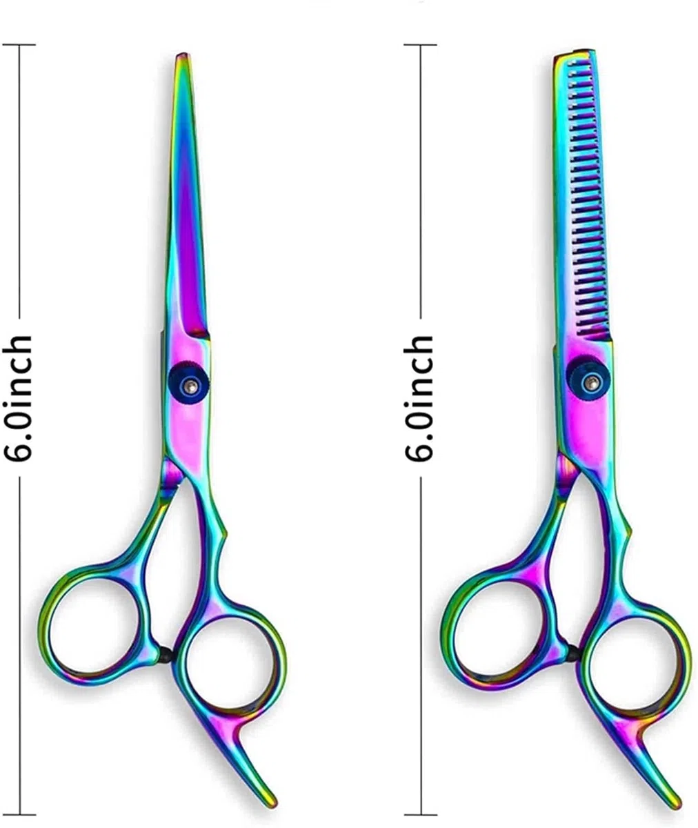 CrEev Haarschere, professionelle Friseur-Haarschneide-Ausdünnungsschere, Friseurschere für die Pflege von Haarwerkzeugen, Friseursalon, 6 Zoll, Violette Haarschere (Farbe: 3)