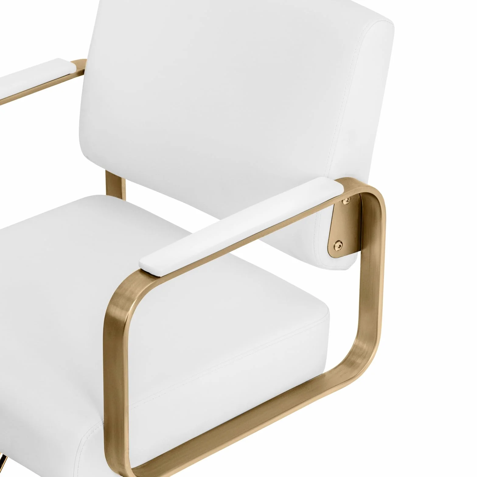 Physa Friseurstuhl mit Fußstütze weiß/golden 50-66 cm höhenverstellbar 360° drehbar Edelstahl Barberstuhl