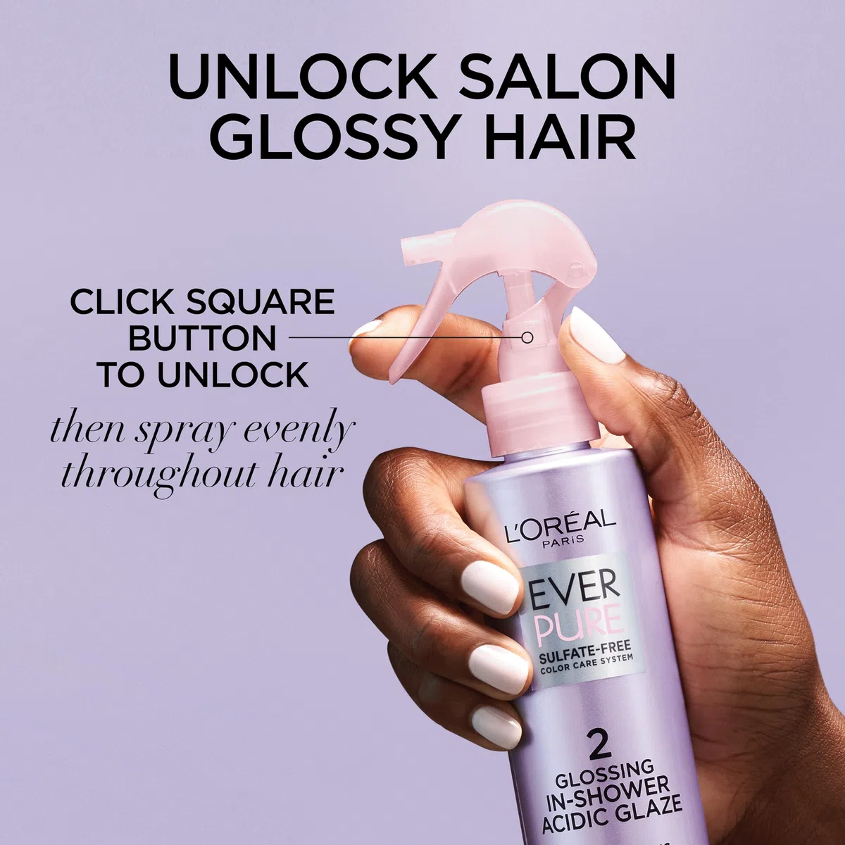 L'Oreal Paris EverPure Sulfate Free Glossing In Shower Acidic Glaze, Acidic pH Hair Treatment, Intensifies Shine, Anti Fade, UV Filter, Argan Oil, Vegan, Paraben Free, Dye Free, Gluten Free, 6.7 fl oz