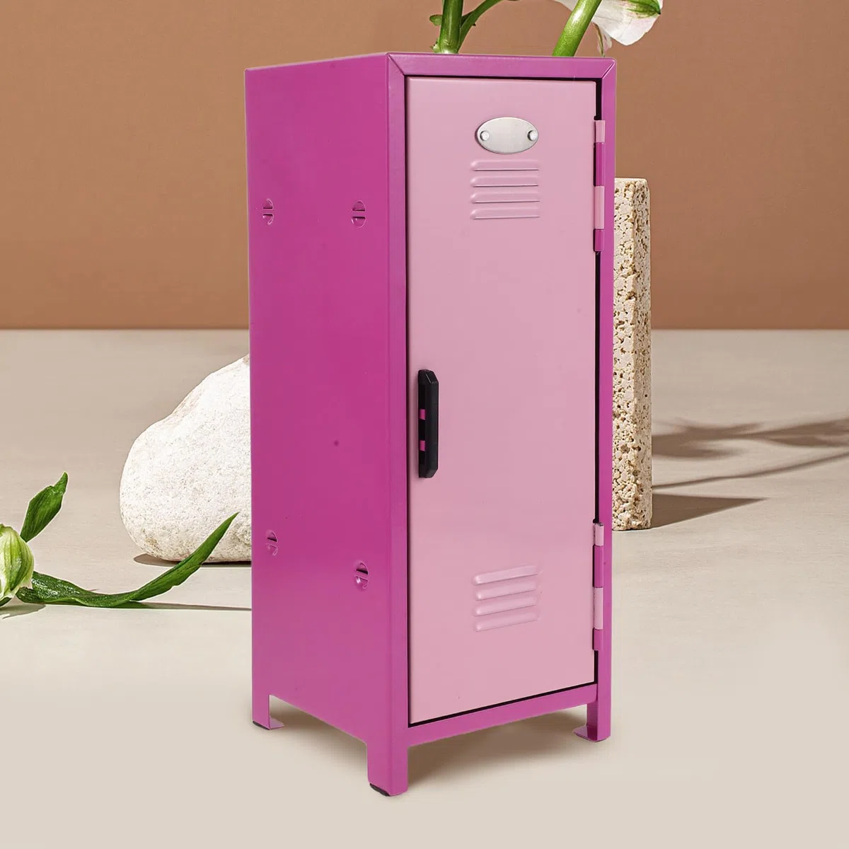 Kleiner Kosmetik Aufbewahrungsbox aus Eisen mit Deckel Multifunktionaler Make Up Organizer für Schreibtisch Rosa mit Mehreren Fächern für Hautpflege und Beauty Zubehör