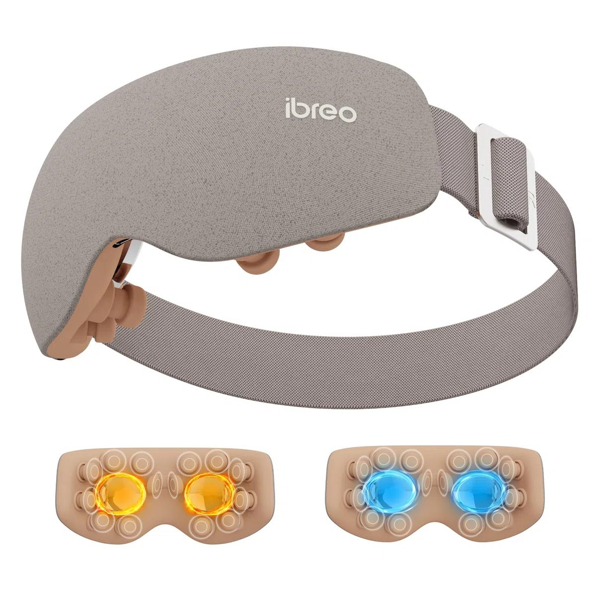 Augenmassager mit 2 Stufen Hitze & Kühle, 150 Minuten Gebrauch, 3 Modi &14 Vibrationsköpfe, Beheizte Augenmaske mit Bluetooth-Musik für Augenbelastung und Schwellungen