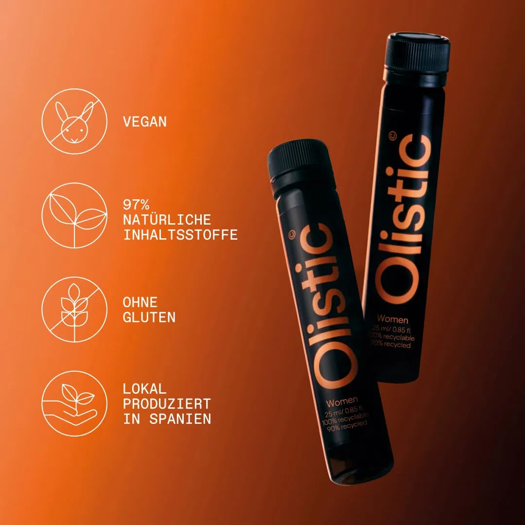 Olistic for WOMEN – 28 Vials für natürlich gesundes Haar - Wissenschaftlich entwickelt und in Europa hergestellt mit Komplex aus über 30 natürlichen, veganen Wirkstoffen inkl. Biotin