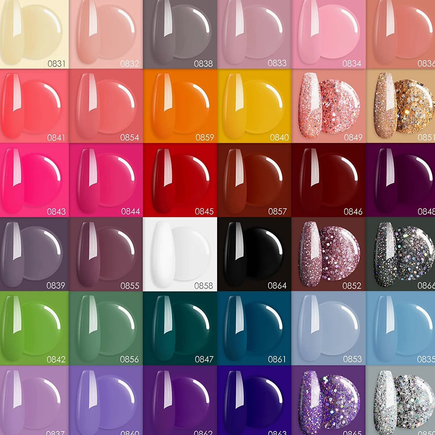 modelones UV Nagellack Set 40 PCS, 36 Farben Rot Glitzer Rosa Weiß Schwarz Gel Lack,Nail Polish Soak Off,Gellack für Nagelstudio Desig Base& Matt& Glitter& Top Coat LED Nail Art Maniküre