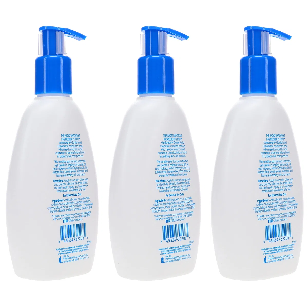 VANICREAM Sanfte Gesichtsreinigung für empfindliche Haut, 237 ml, 3 Stück