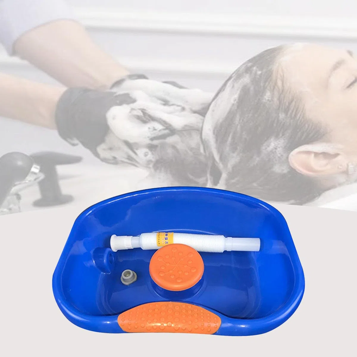 T TOOYFUL Plastik Bett Shampoo Waschbecken Haarwaschbecken Waschbad mit Schlauch, Runder Rand - Standard